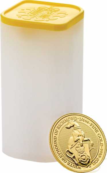 1/4 Unze Goldmünze Queens Beasts White Greyhound 2021