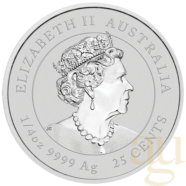 1/4 Unze Silbermünze Australien Lunar III Hase 2023 - coloriert