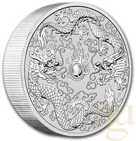 10 Unzen Silbermünze Australien Double Dragon 2021