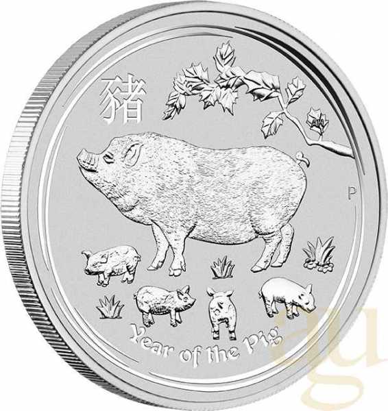 5 Unzen Silbermünze Australien Lunar II Schwein 2019