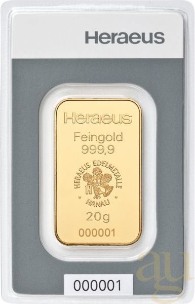 20 Gramm Goldbarren Heraeus