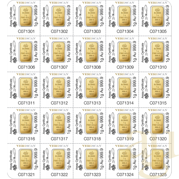 25 x 1 Gramm Goldbarren Multigram PAMP Fortuna