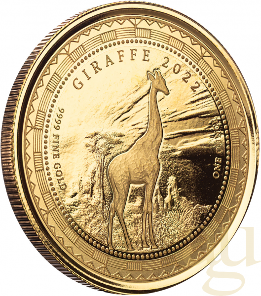 1 Unze Goldmünze Republic of Guinea Ecuatorial Giraffe 2022