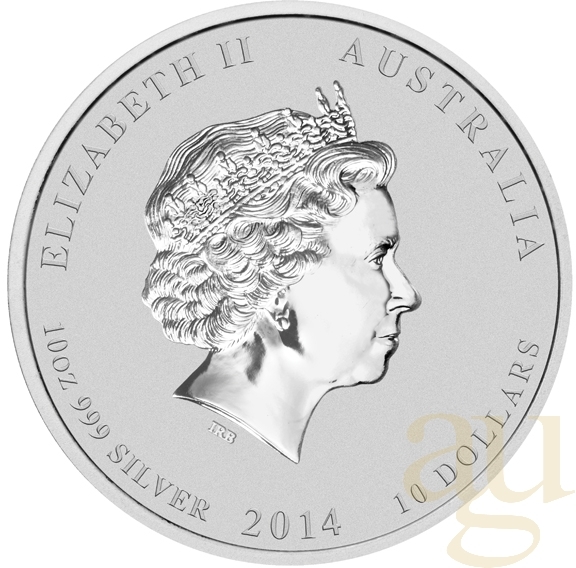 10 Unzen Silbermünze Australien Lunar II Pferd 2014