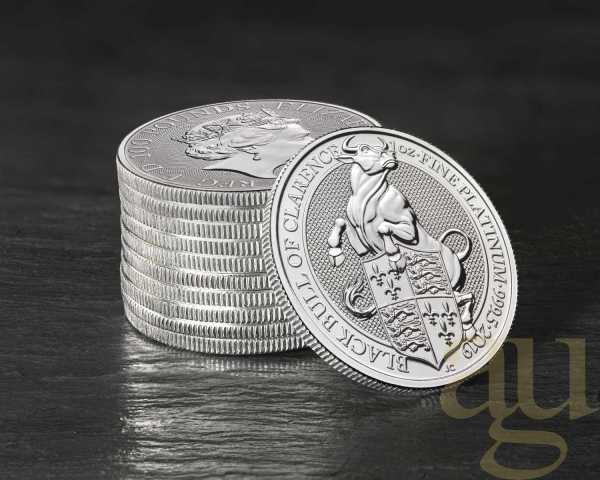 1 Unze Platinmünze Queens Beasts Black Bull 2019