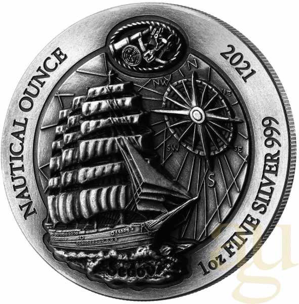 1 Unze Silbermünze Ruanda Nautical Serie - 100 Jahre Sedov 2021 - High Relief