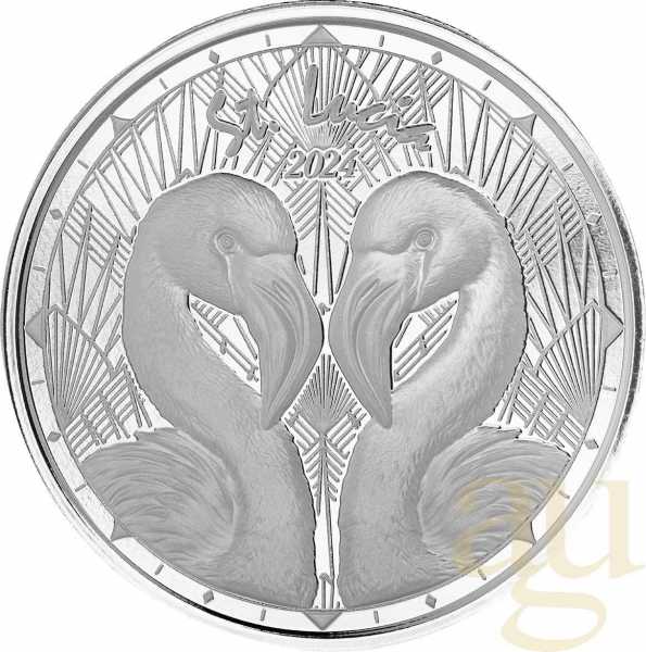 1 Unze Silbermünze EC8 St. Lucia - Flamingos 2024
