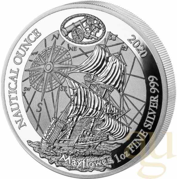 1 Unze Silbermünze Ruanda Nautical Serie - Mayflower 2020 - polierte Platte