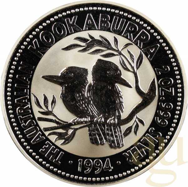 2 Unzen Silbermünze Australien Kookaburra 1994