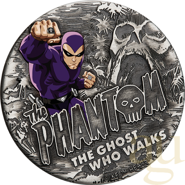 2 Unzen Silbermünze Tuvalu - The Phantom 2023 Antik Finish coloriert