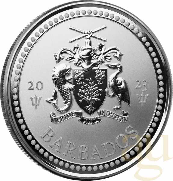 1 Unze Silbermünze Barbados Trident 2023
