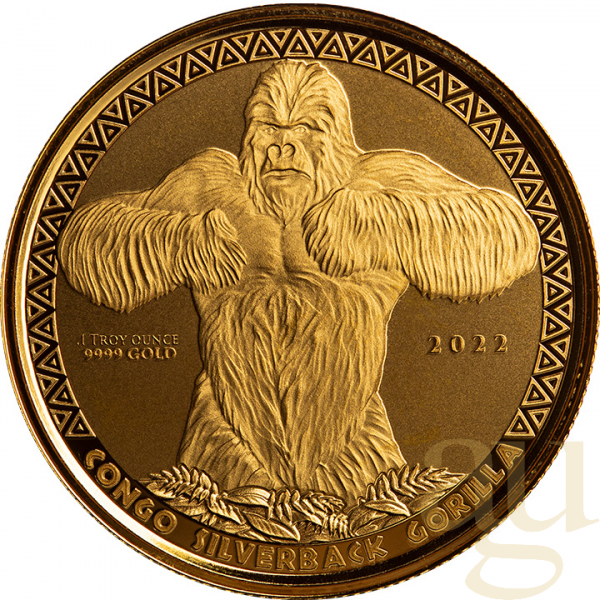 1/10 Unze Goldmünze Kongo Gorilla 2022