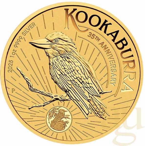 1 Unze Silbermünze Australien Kookaburra 2025 ANDA Special - teilvergoldet