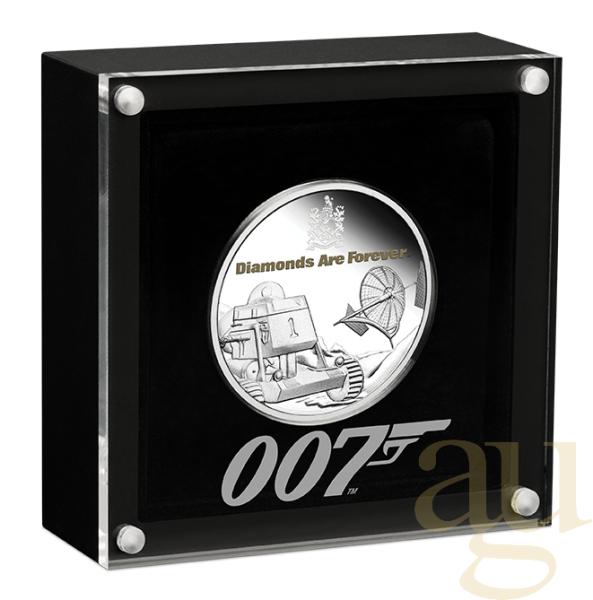 1 Unze Silbermünze Tuvalu - James Bond 007 - Diamonds Are Forever 50th Anniversary 2021 - proof