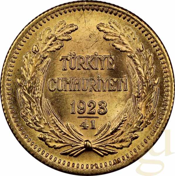 100 Piaster Goldmünze Türkei Atatürk 1923