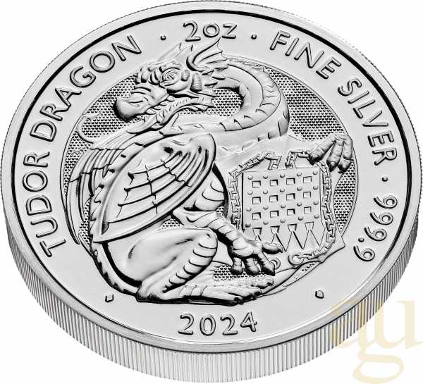 2 Unzen Silbermünze Tudor Beasts Tudor Dragon 2024
