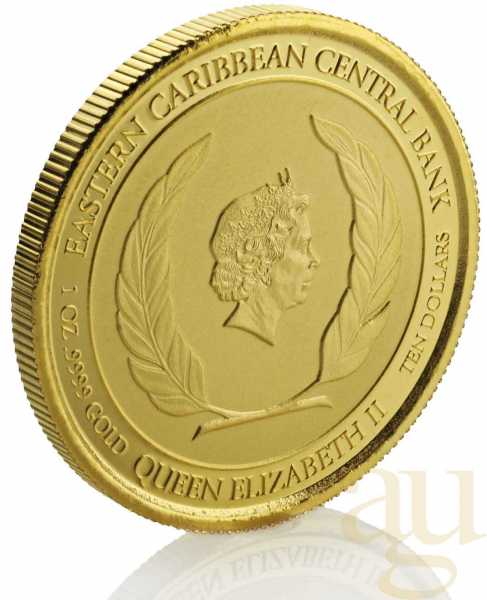 1 Unze Goldmünze EC8 Antigua & Barbuda - Rum Runner 2019 - coloriert