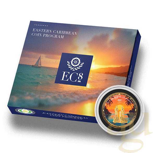 1 Unze Goldmünze EC8 St. Vincent & The Grenadines - Paddleboard Couple 2024 - coloriert