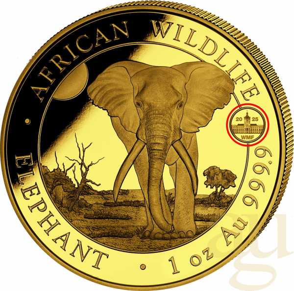 1 Unze Goldmünze Somalia Elefant 2025 - WMF Berlin