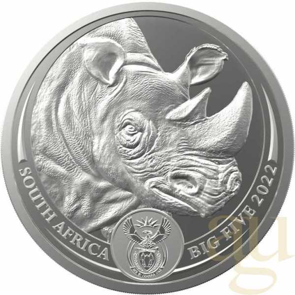 1 Kilogramm Silbermünze Südafrika Big Five Nashorn 2022 proof