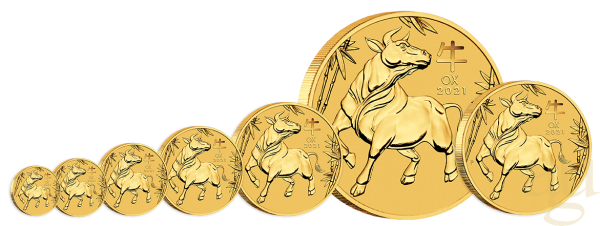 1/20 Unze Goldmünze Australien Lunar III Ochse 2021