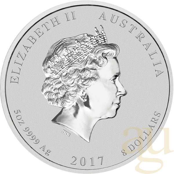 5 Unzen Silbermünze Australien Lunar II Hahn 2017