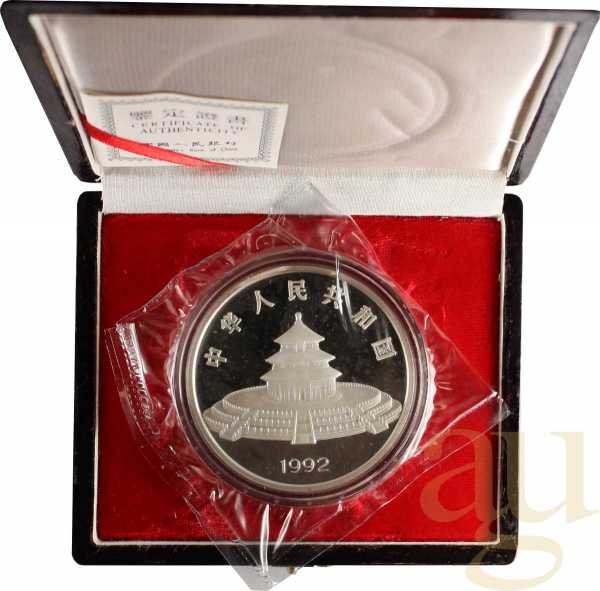 5 Unzen Silbermünze China Panda 1992 proof
