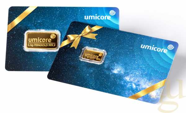 2,5 Gramm Goldbarren Umicore Geschenkkarte
