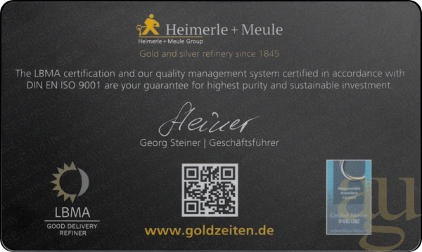 1 Gramm Goldbarren Heimerle + Meule