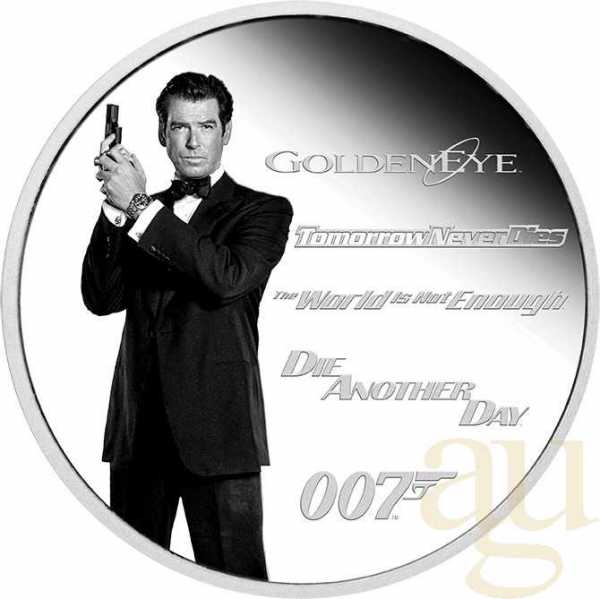 1 Unze Silbermünze Tuvalu James Bond 007 - Pierce Brosnan 2024 - proof coloriert