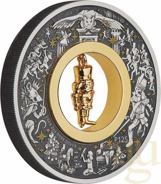 2 Unzen Silbermünze Australien Nussknacker 2024 - Antik Finish coloriert