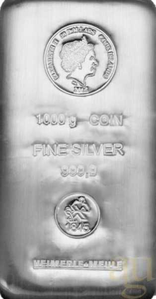 1 Kilogramm Silber Cook Islands Münzbarren gegossen