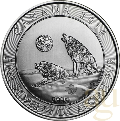 3/4 Unze Silbermünze Kanada - Heulender Wolf 2016