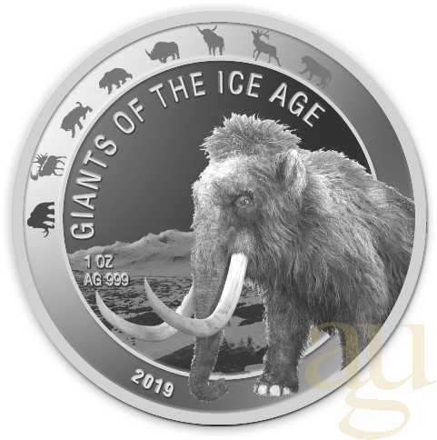 1 Unze Silbermünze Giganten der Eiszeit - Wollmammut 2019