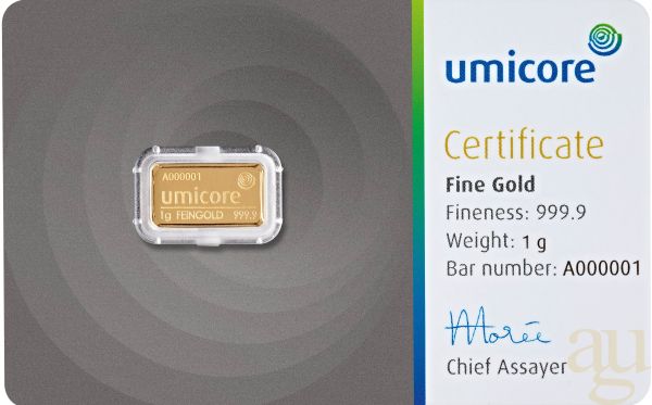 1 Gramm Goldbarren Umicore