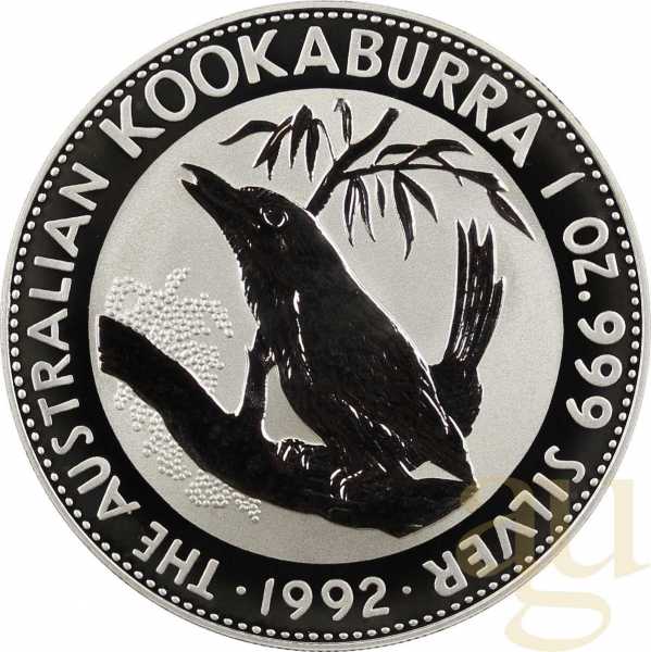 1 Unze Silbermünze Australien Kookaburra 1992
