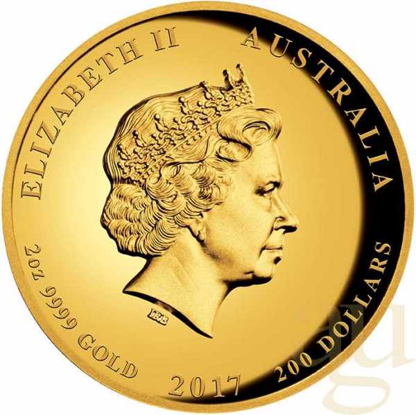 2 Unzen Goldmünze Australien Drache & Phönix 2017 - High Relief - polierte Platte