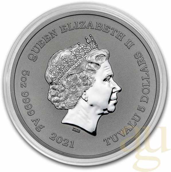 5 Unzen Silbermünze Tuvalu - Black Flag - The Red Flag Fleet 2021