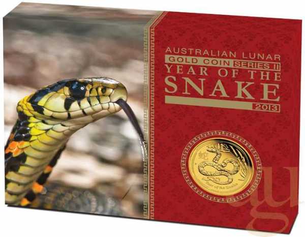 1/4 Unze Goldmünze Australien Lunar II Schlange 2013 - polierte Platte