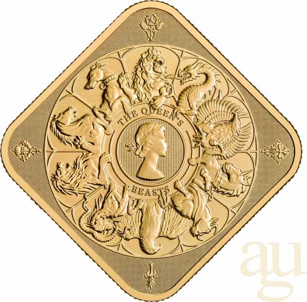 31,1 Gramm Goldbarren The Royal Mint - Queen's Beasts
