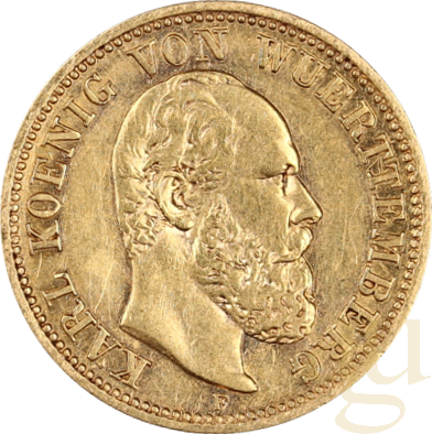 5 Mark Goldmünze Karl König von Württemberg