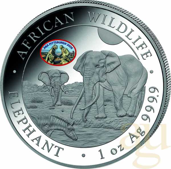 1 Unze Silbermünze Somalia Elefant 2026 - ANA Pittsburgh