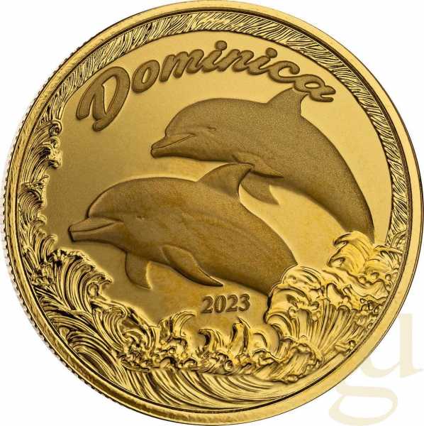 1 Unze Goldmünze EC8 Dominica - Delfin 2023