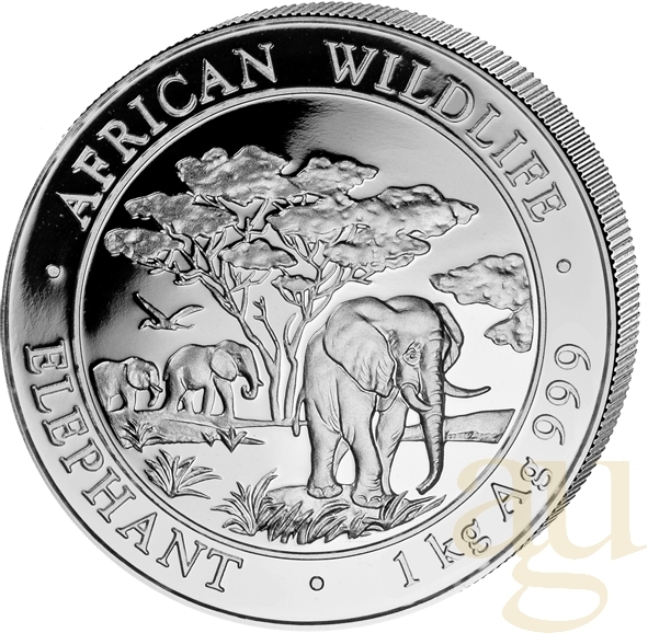 1 Kilogramm Silbermünze Somalia Elefant 2012