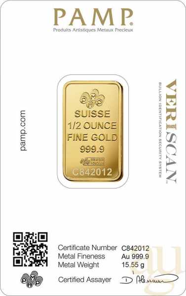 1/2 Unze Goldbarren PAMP Fortuna