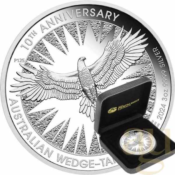 3 Unzen Silbermünze Australien Wedge Tailed Eagle 2024 - polierte Platte