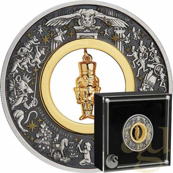 2 Unzen Silbermünze Australien Nussknacker 2024 - Antik Finish coloriert