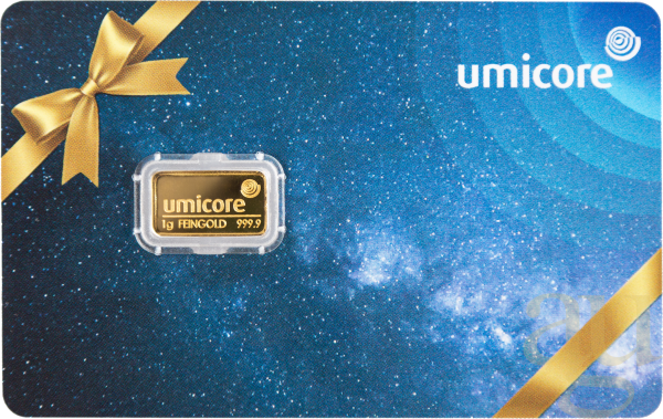 1 Gramm Goldbarren Umicore Geschenkkarte