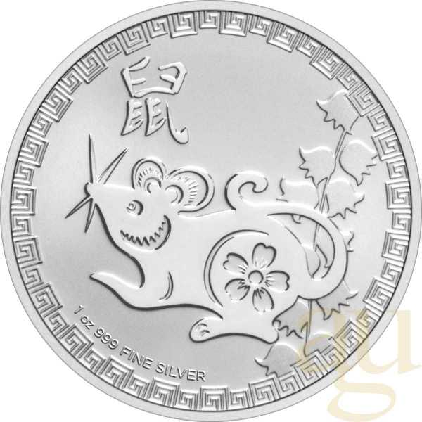 1 Unze Silbermünze Niue Lunar Ratte 2020