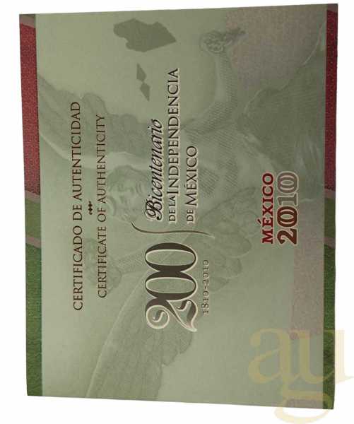 200 Pesos Goldmünze Mexiko Bicentenario 2010 - polierte Platte